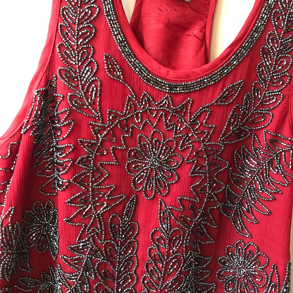 Red Beaded Top - Picture 2 of 8